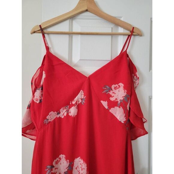 Lulus Love in Bloom Red Floral Print Off-the-Shoulder High-Low Dress XL NWT - Picture 5 of 8